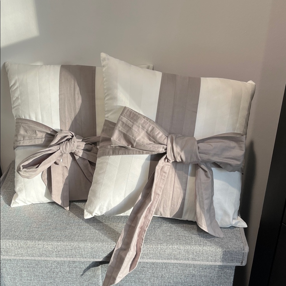 Chic Striped Decorative Pillows with Bows